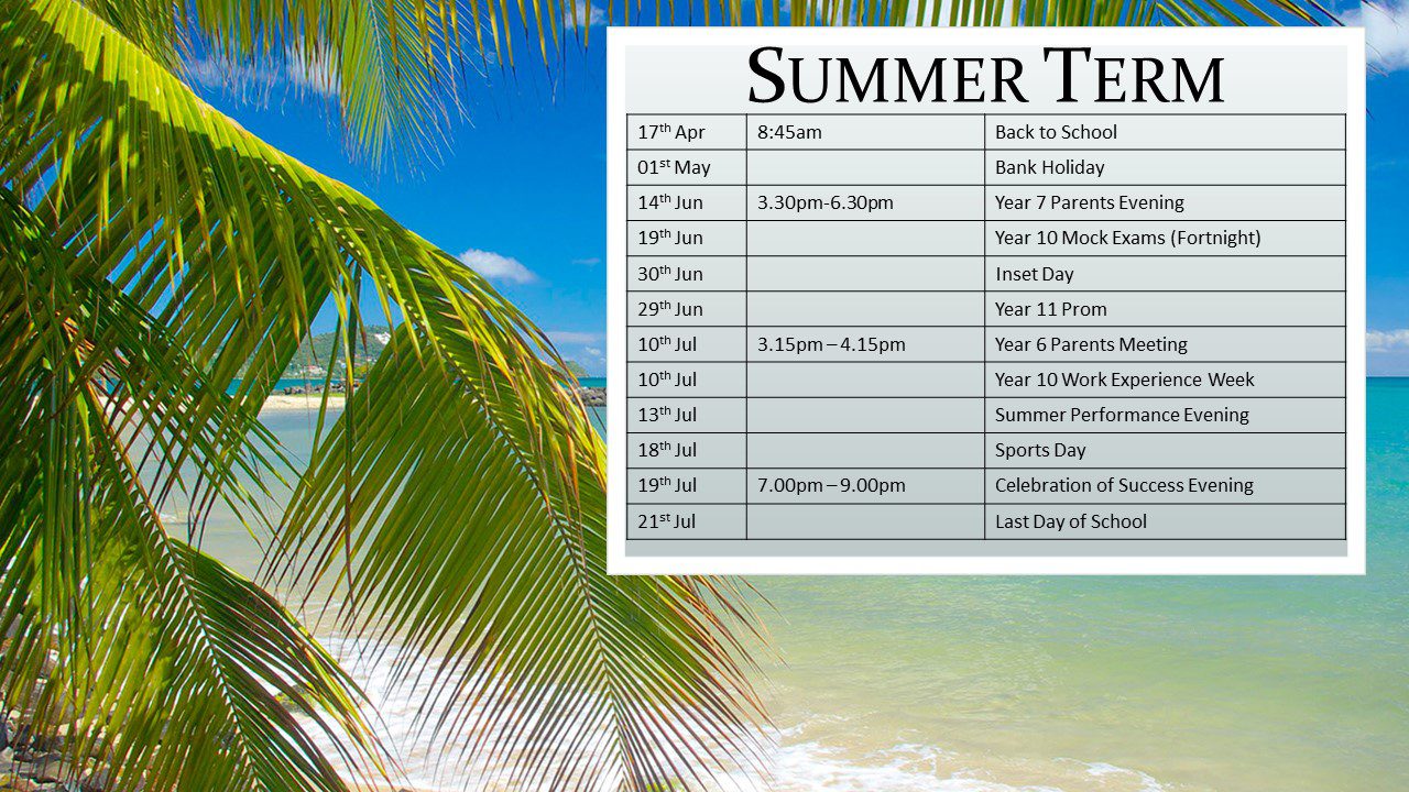 School Terms By Seasons Summer Summer term
