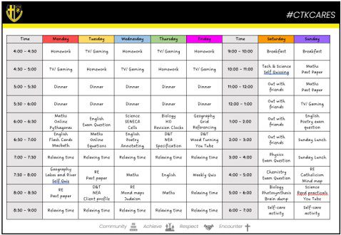 Revision Timetable
